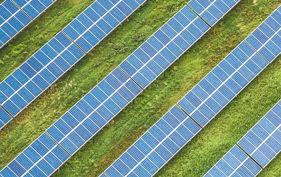 Row of solar panels